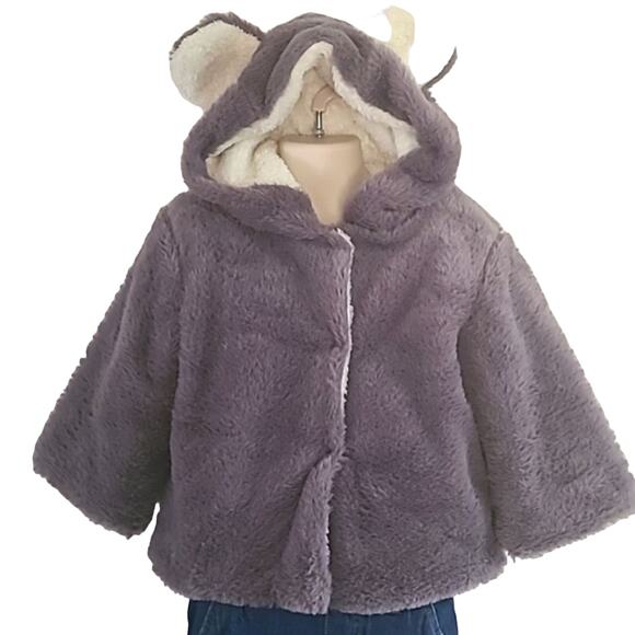 Unbranded Baby Hooded Faux Fur Coat with Ears & Tail – Gray Size 18M-24M NWOT - Picture 3 of 7